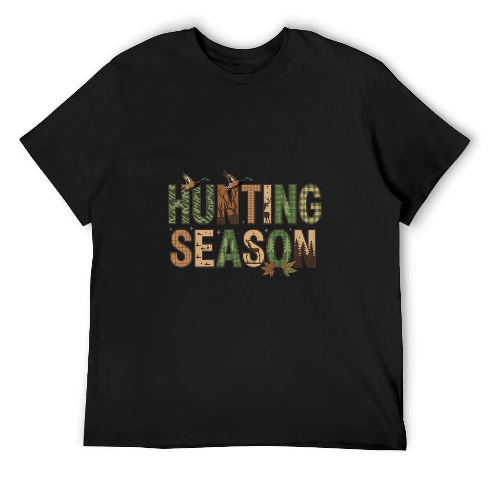 Hunting Outdoor Day - Kaos Katun Hitam Motif Kamuflase Berburu
