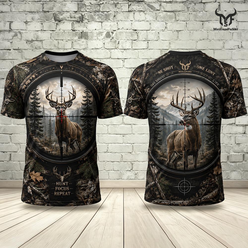 Kaos Pria Berburu Outdoor Baru - Hunting And Camping In Forest ulasan dan harga