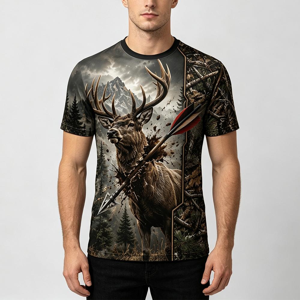Kaos Pria Berburu Outdoor Baru - Hunting And Camping In Forest ulasan dan harga