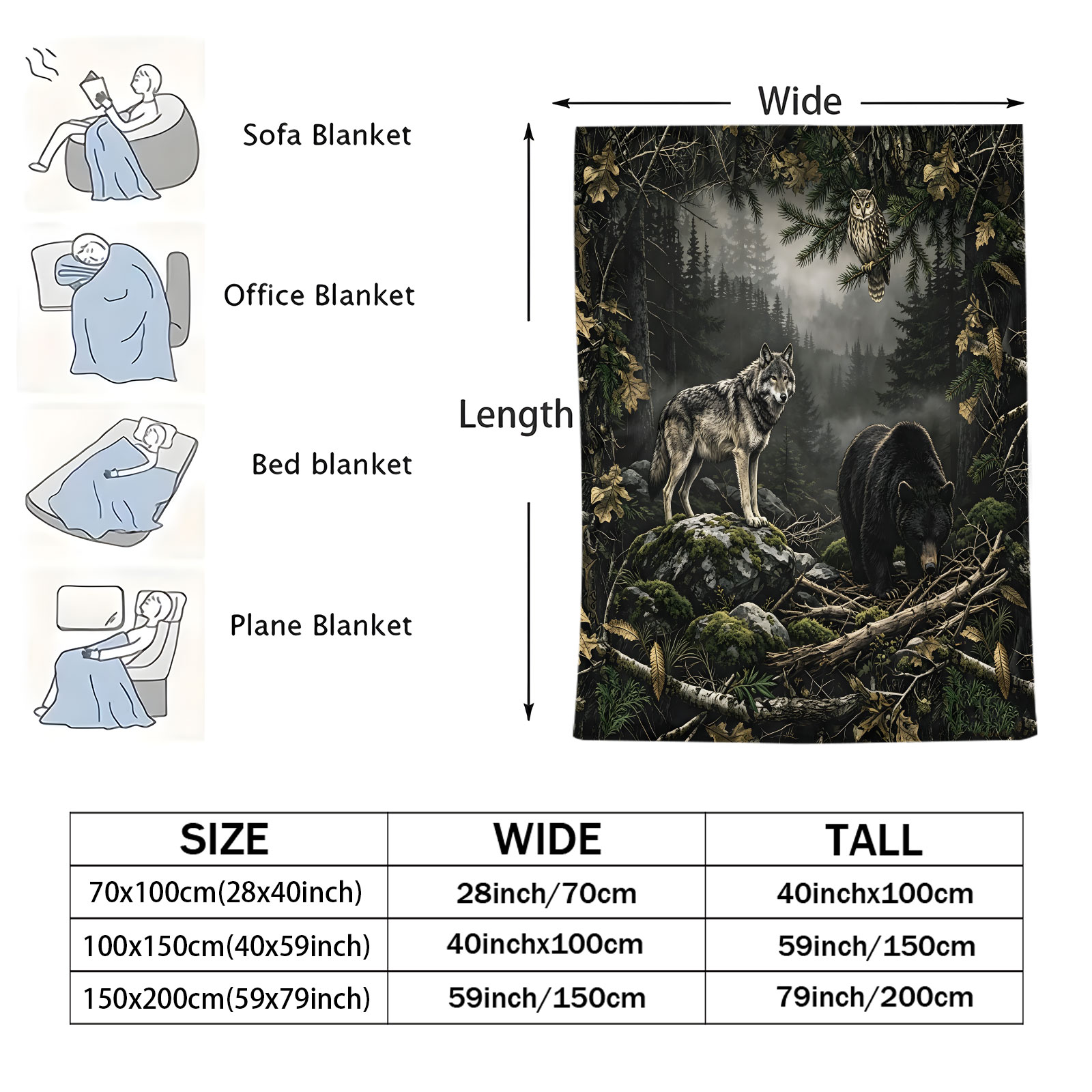 Selimut Flanel Serigala Hutan  - Hunting And Camping In Forest ulasan dan harga