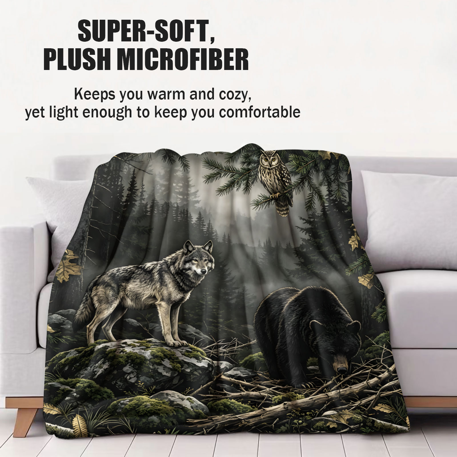 Selimut Flanel Serigala Hutan  - Hunting And Camping In Forest ulasan dan harga
