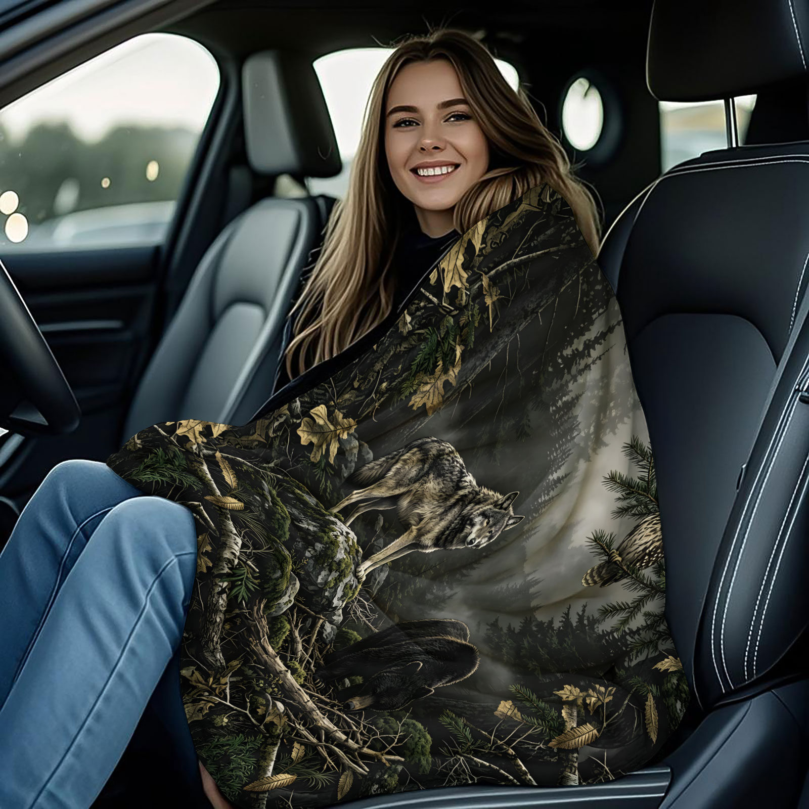 Selimut Flanel Serigala Hutan  - Hunting And Camping In Forest ulasan dan harga